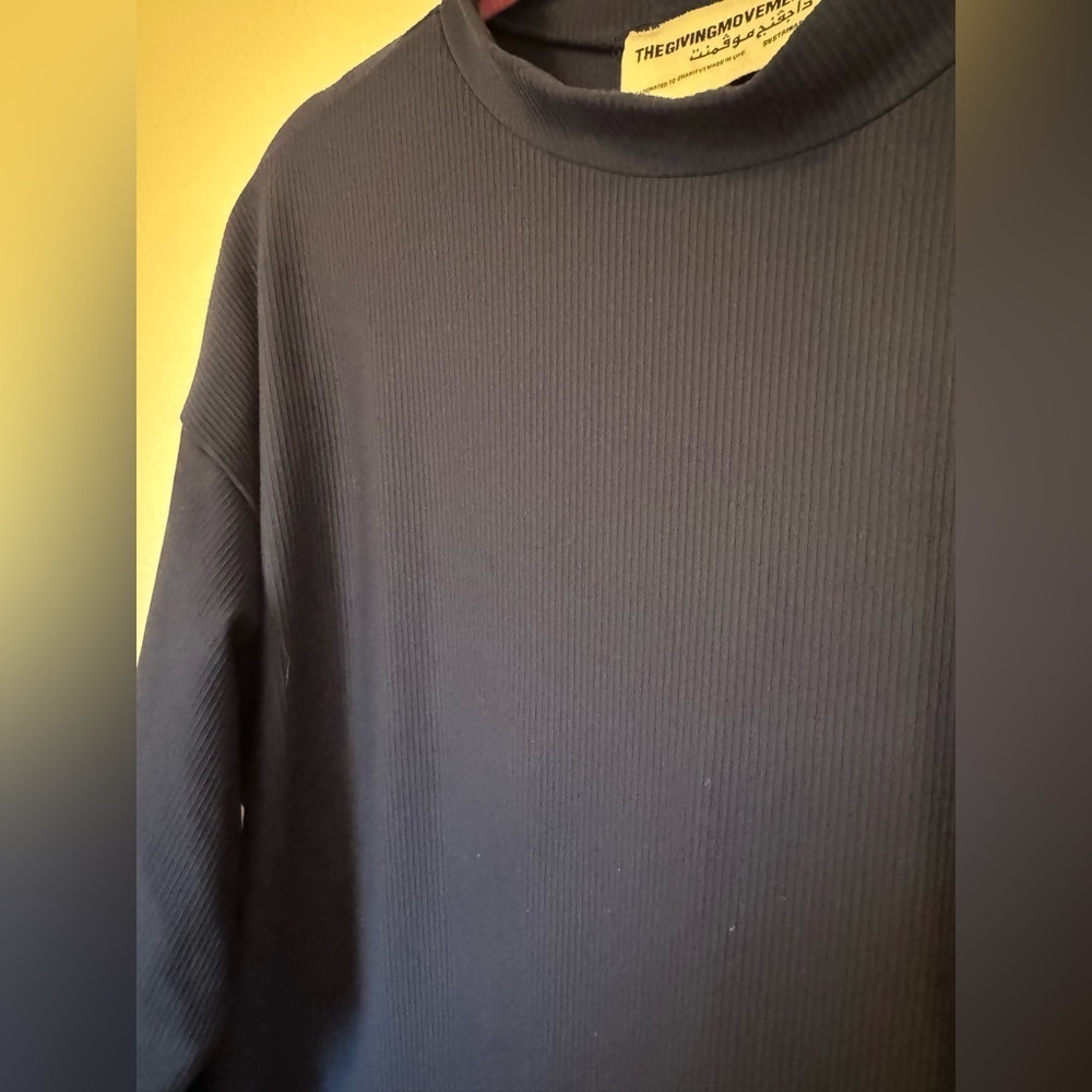 The Giving Movement Long Sleeve Turtleneck Shirt Ribbed Blue Size 2X Unisex EUC - Picture 9 of 10